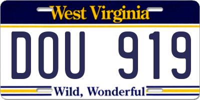WV license plate DOU919