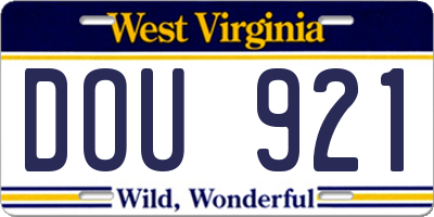 WV license plate DOU921