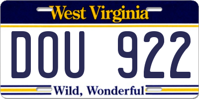 WV license plate DOU922