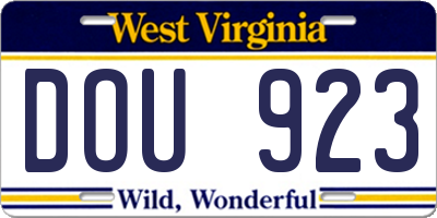 WV license plate DOU923