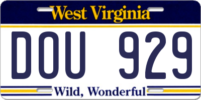 WV license plate DOU929