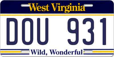 WV license plate DOU931