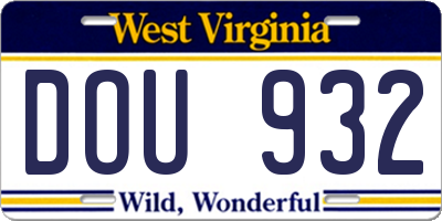 WV license plate DOU932