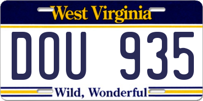 WV license plate DOU935
