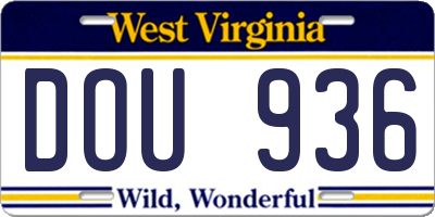 WV license plate DOU936