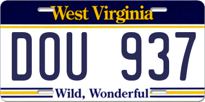 WV license plate DOU937