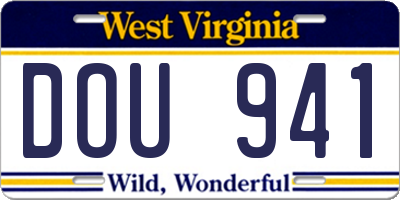 WV license plate DOU941