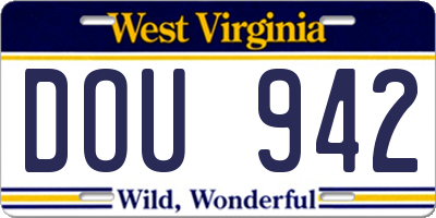 WV license plate DOU942