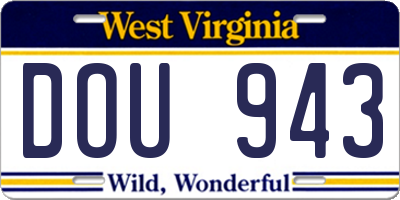 WV license plate DOU943