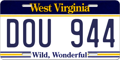 WV license plate DOU944