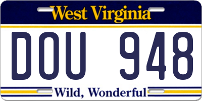 WV license plate DOU948