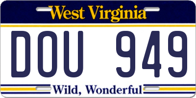 WV license plate DOU949