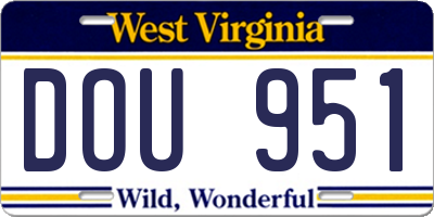 WV license plate DOU951