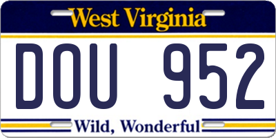 WV license plate DOU952