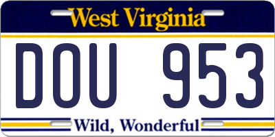 WV license plate DOU953
