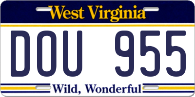 WV license plate DOU955