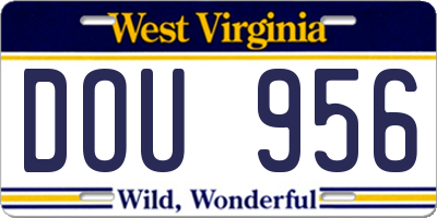 WV license plate DOU956