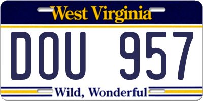 WV license plate DOU957