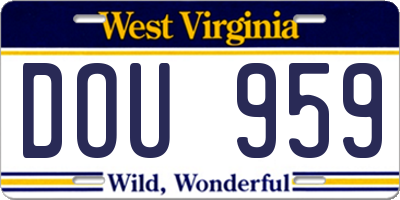 WV license plate DOU959