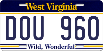 WV license plate DOU960