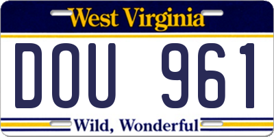 WV license plate DOU961