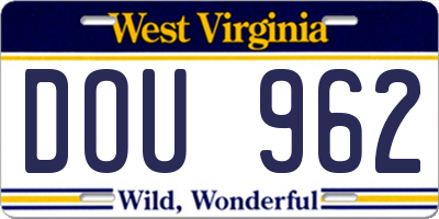 WV license plate DOU962