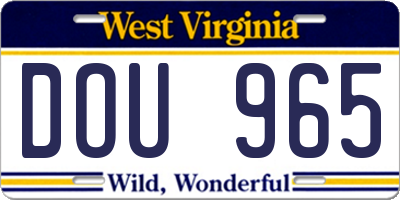WV license plate DOU965