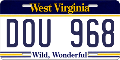 WV license plate DOU968