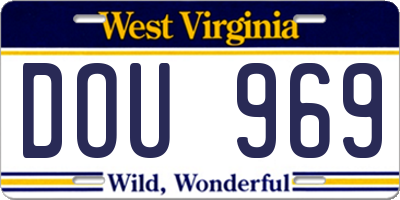 WV license plate DOU969