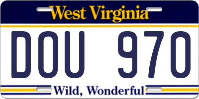 WV license plate DOU970