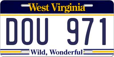 WV license plate DOU971
