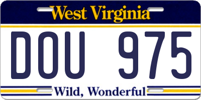 WV license plate DOU975