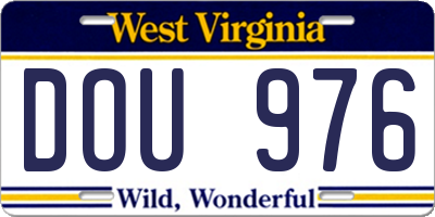WV license plate DOU976