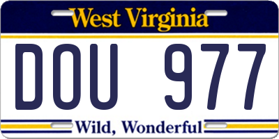 WV license plate DOU977
