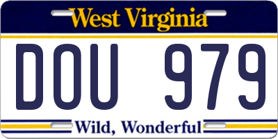 WV license plate DOU979