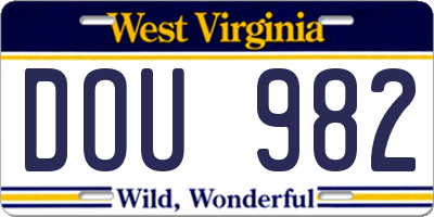 WV license plate DOU982