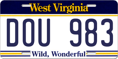 WV license plate DOU983