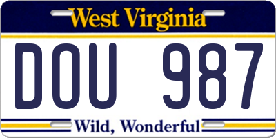WV license plate DOU987