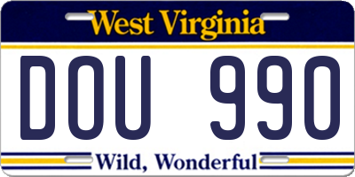WV license plate DOU990