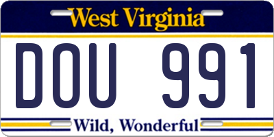 WV license plate DOU991