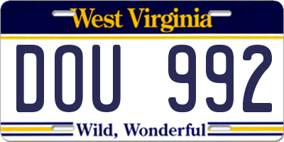 WV license plate DOU992