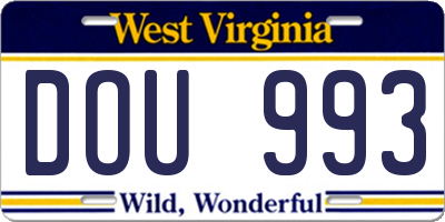 WV license plate DOU993