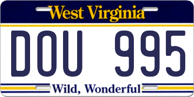 WV license plate DOU995