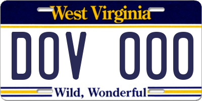 WV license plate DOV000
