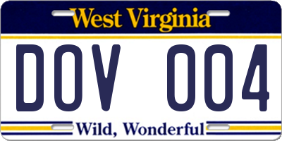 WV license plate DOV004