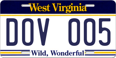 WV license plate DOV005