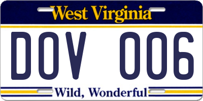 WV license plate DOV006