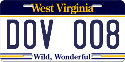WV license plate DOV008
