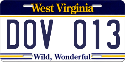 WV license plate DOV013
