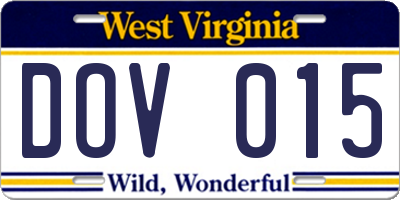 WV license plate DOV015